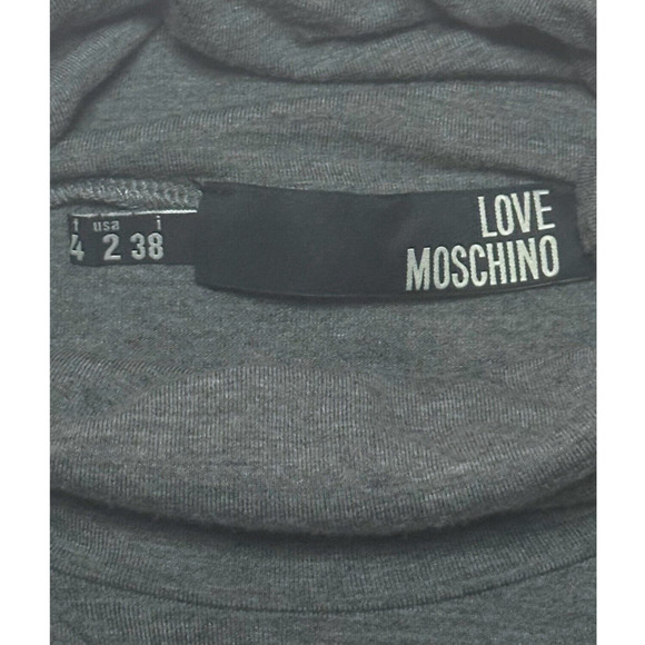 LOVE MOSCHINO Sheath Dress Turtleneck Long Sleeve Minimalist Chic Cocktail Gray - Picture 7 of 10